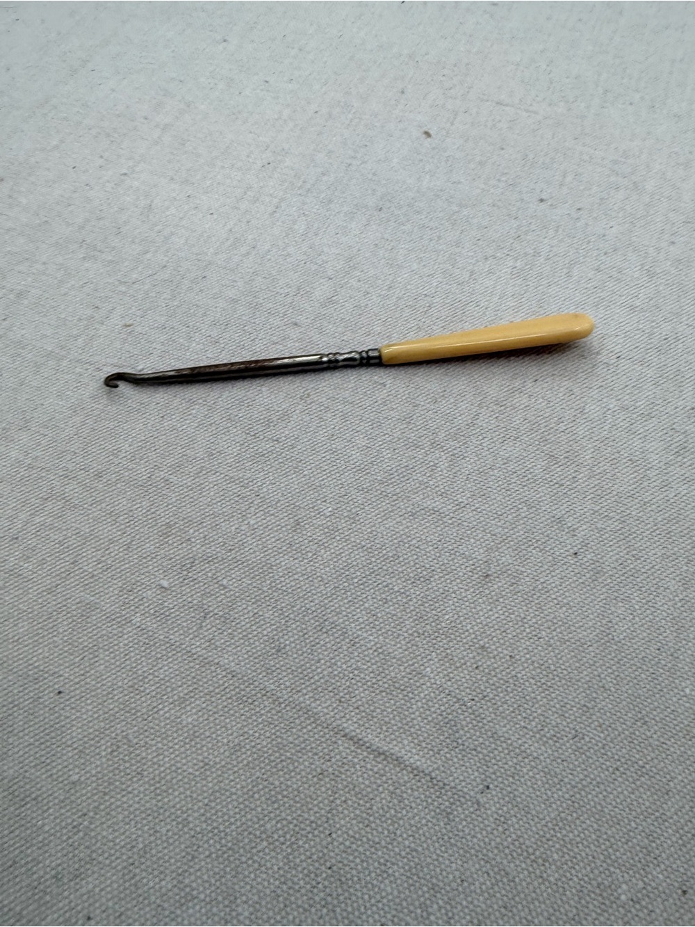 Vintage Crochet Hook with Yellow Handle